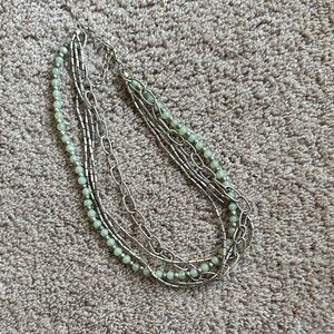 Elegant Silver and Green Beaded Necklace